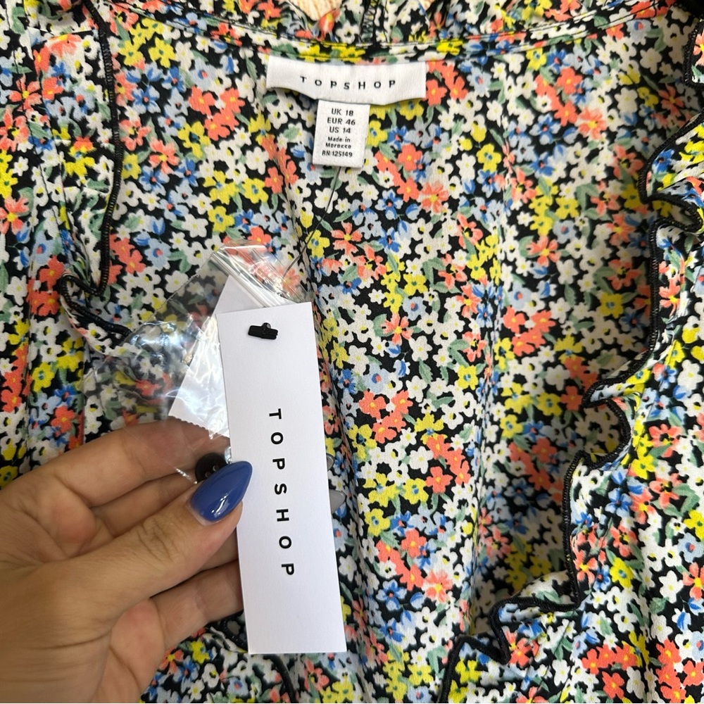 NWT Topshop Dainty Floral Midi Wrap Dress Size 14 - Picture 6 of 8